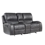 Keily Console Loveseat, Manual Reclining, Glider, Grey