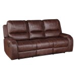 Keily Sofa, Manual Reclining, Drop-down Console, Brown
