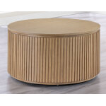 Colvin, 36″ Round Cocktail Table, Castered, Toffee