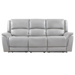Alexandria Power Leather Reclining Sofa, Stone - Image 4