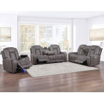 Daniel Triple Power Home Theater Leather Reclining Sofa With Drop-down Control Console, Built-in Speakers & Vibration, Heat, And Massage - Image 18