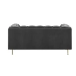 Charlene Gray Velvet Button Tufted Rolled Arm Chesterfield Loveseat - Image 6