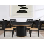 Magnolia Black 5-piece Round Dining Set With Wooden Seat Chair - Image 2