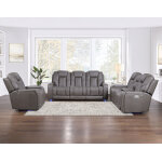 Daniel Triple Power Home Theater Leather Reclining Sofa With Drop-down Control Console, Built-in Speakers & Vibration, Heat, And Massage - Image 7