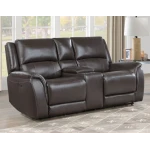 Alexandria Leather Power Reclining Console Loveseat, Chocolate - Image 3