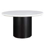 Colvin 5-piece 52″ Round White Marble Dining Set, Black Finish - Image 7