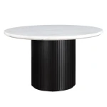 Colvin 5-piece 52″ Round White Marble Dining Set, Black Finish - Image 7