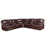 Denver Dual-power 6-piece Leather Sectional, Brown - Image 12