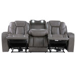 Daniel Triple Power Home Theater Leather Reclining Sofa With Drop-down Control Console, Built-in Speakers & Vibration, Heat, And Massage - Image 9