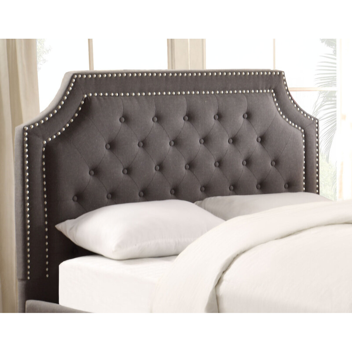 f6a099003fd1f1dae7d8b65cfa9652b6 Wilshire Queen Gray Upholstered Headboard - Image 1