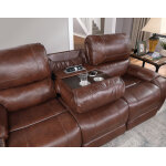 Keily Sofa, Manual Reclining, Drop-down Console, Brown - Image 3