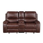 Keily Console Loveseat, Manual Reclining, Glider, Brown - Image 4