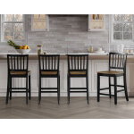 Joplin Solid Wood 24″ Farmhouse Counter Stool, Walnut And Ebony Finish - Image 3