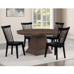 Vaughn 5-piece 60-96″ W/2-18 Leaves Dining Set, Coffee & Black Finish - Image 3