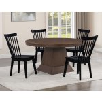 Vaughn 5-piece 60-96″ W/2-18 Leaves Dining Set, Coffee & Black Finish - Image 35