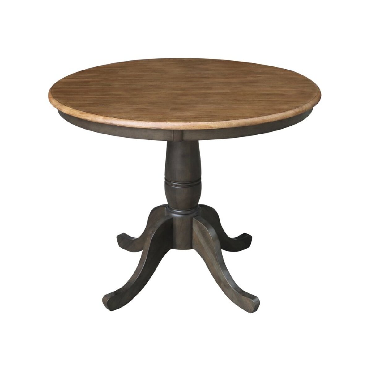 03633881daaf0e678f88c5f5ab0a4775 Dinning Essentials - 36'' Round Table Top w/30"H Traditional Pedestal in Hickory / Coal - Image 1