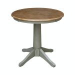 Dining Essentials - 30'' Round Table Top w/ 30" Transitional Pedestal in Hickory/Stone