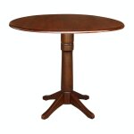 Dining Essentials - 42" Drop Leaf Table Top w/36" Transitional Pedestal w/Extension in Espresso