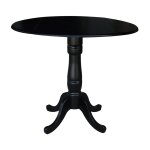 Dining Essentials - 42" Drop Leaf Table Top w/36"H Traditional Pedestal w/Extension in Black