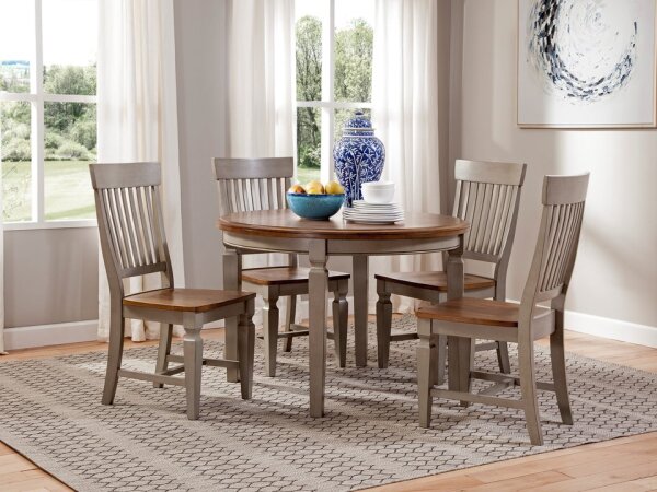 Vista Collection Solid Round Top Table in Hickory & Stone - Image 4