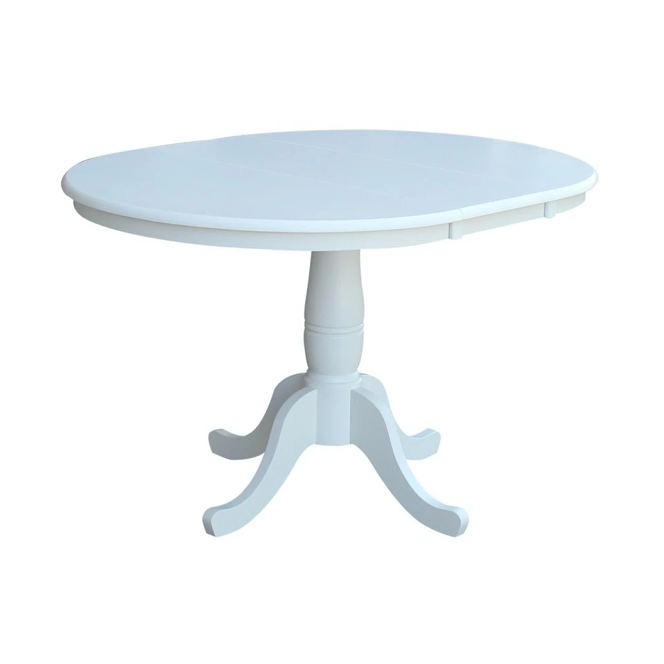 2ba3d13e7a4d5416f22a66e72b87863a Dining Essentials - 36" Extension Table Top w/ 30"H Traditional Pedestal in Pure White - Image 1