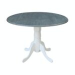 Dining Essentials -Round Drop Leaf Pedestal Table in Heather Gray & White - Image 4