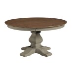 Vista Collection 60'' Solid Round Table Top with Banks Pedestal Base in Hickory and Stone - T41-60RT