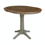 Dining Essentials - 36" Extension Table Top w/36"H Transitional Pedestal w/ Extension in Hickory/Stone