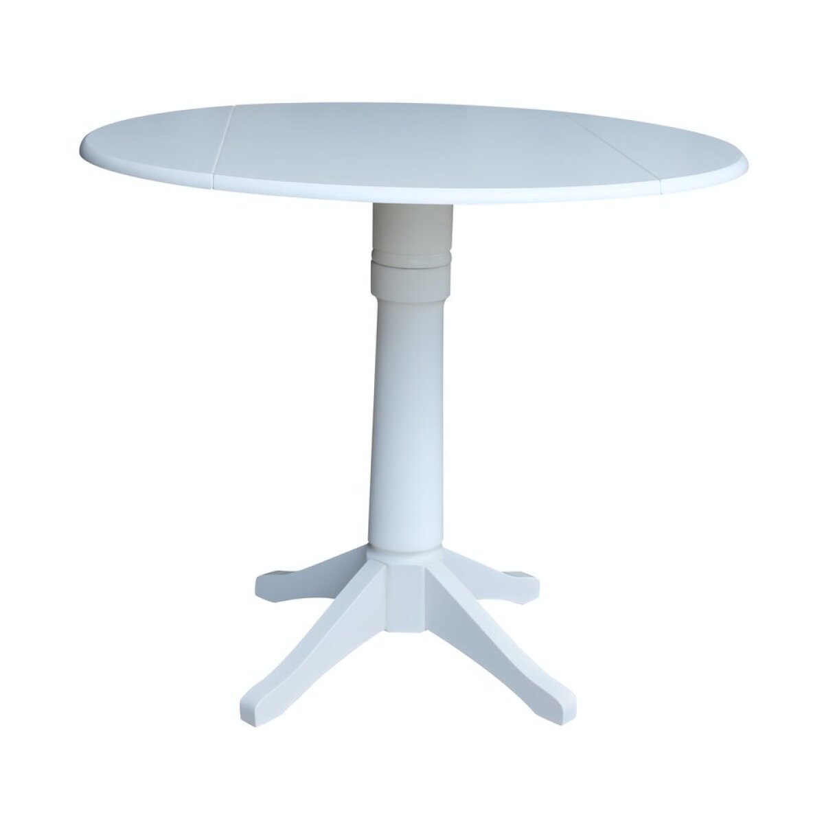 37c470b926cd706ee8ca9b71b3858aae Dining Essentials - 42" Drop Leaf Pedestal Table Top w/36" Transitional Pedestal w/Extension in Pure White - Image 1