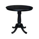 Dining Essentials - 36'' Round Table Top w/36"H Traditional Pedestal w/Extension in Black