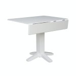 Dining Essentials - Square Drop Leaf Pedestal Table in Pure White