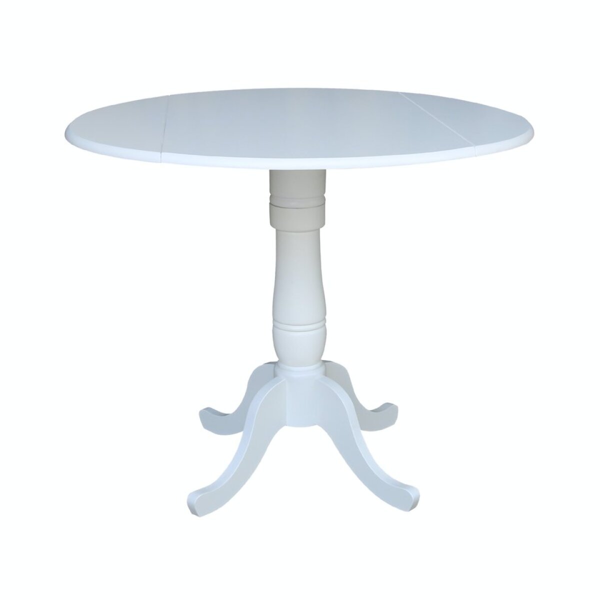 487211b0933eb7d2f435e345d6459deb Dining Essentials - 42" Drop Leaf Pedestal Table Top w/36"H Traditional Pedestal w/Extension in Pure White - T08-42DPT - Image 1