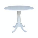 Dining Essentials - 42" Drop Leaf Pedestal Table Top w/36"H Traditional Pedestal w/Extension in Pure White - T08-42DPT