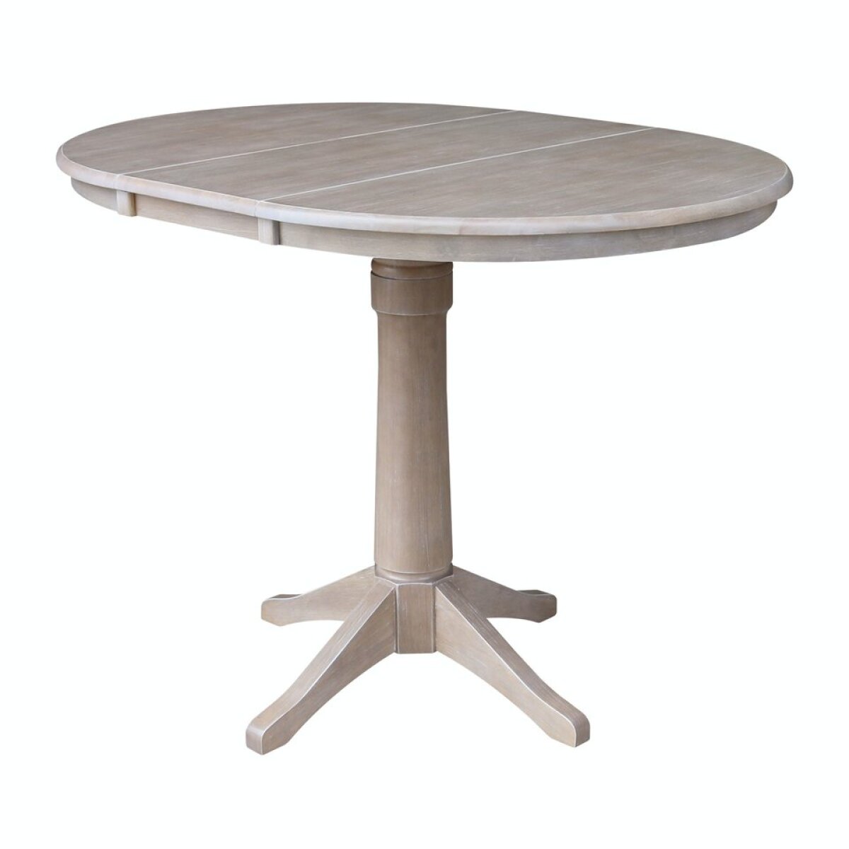4c1178b2e42db2917ca09b40b09c3636 Dining Essentials - 36" Extension Table Top w/36"H Transitional Pedestal w/Extension in Taupe Gray - Image 1