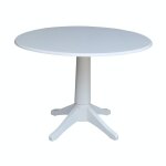 Dining Essentials - 42" Drop Leaf Pedestal Table Top w/30"H Traditional in Pure White