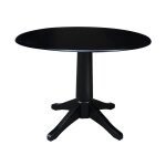 Dining essentials - 42" Drop Leaf Table Top w/30"H Transitional Pedestal in Black