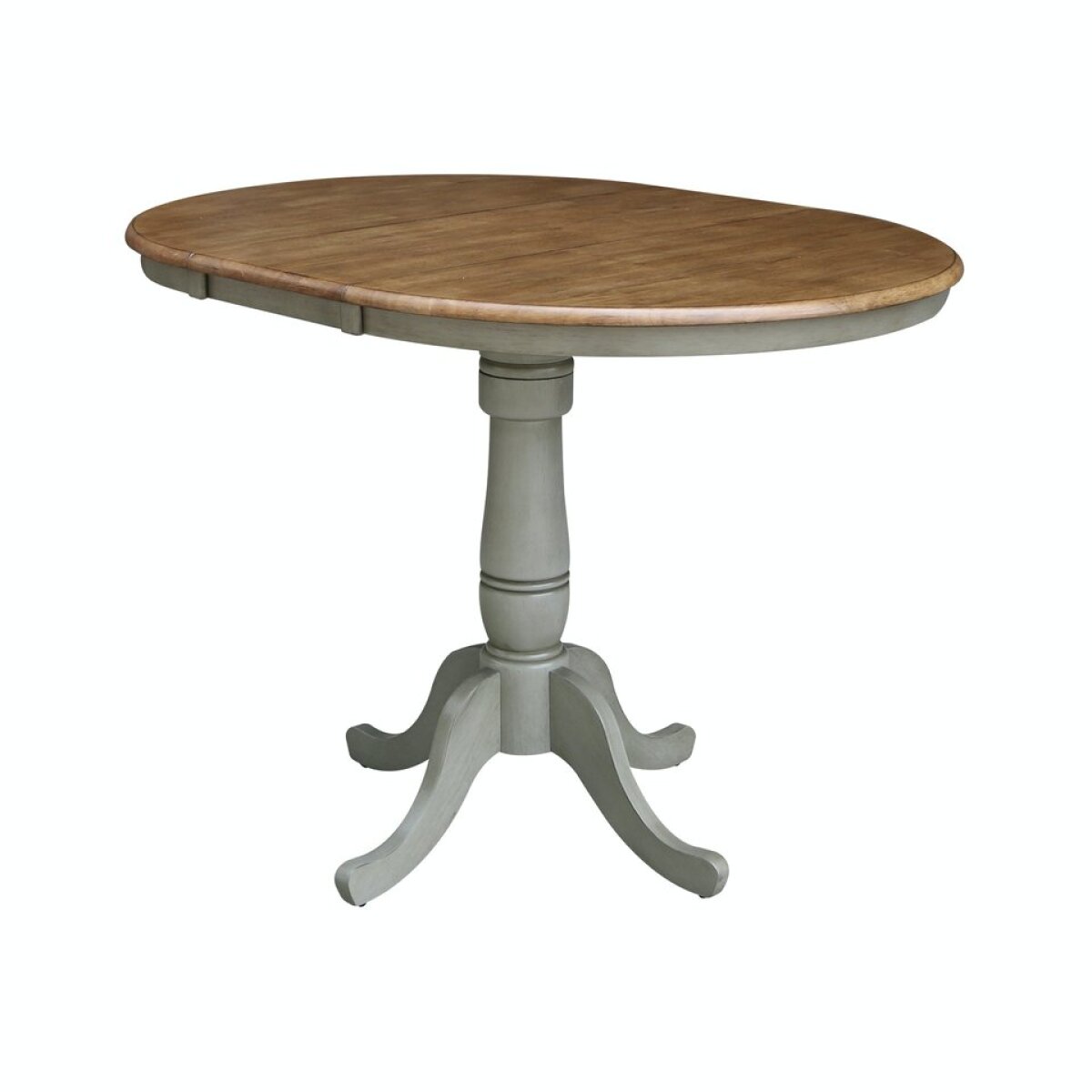 5b0c26f2cea18d1dac6503f023697f83 Dining Essentials - 36" Extension Table Top w/36" H Traditional Pedestal w/Extension in Hickory/Stone - Image 1