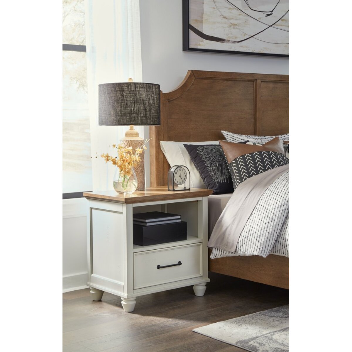 68bda43eaa5868ec174bd0ceb4ecc0b2 Vista Bedroom - 1 Drawer Nightstand in Hickory and Shell - Image 1