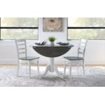 Dining Essentials -Round Drop Leaf Pedestal Table in Heather Gray & White - Image 5