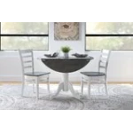 Dining Essentials -Round Drop Leaf Pedestal Table in Heather Gray & White - Image 4