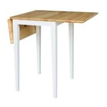 Dining Essentials - Small Drop Leaf Leg Table in Natural & White - Image 4