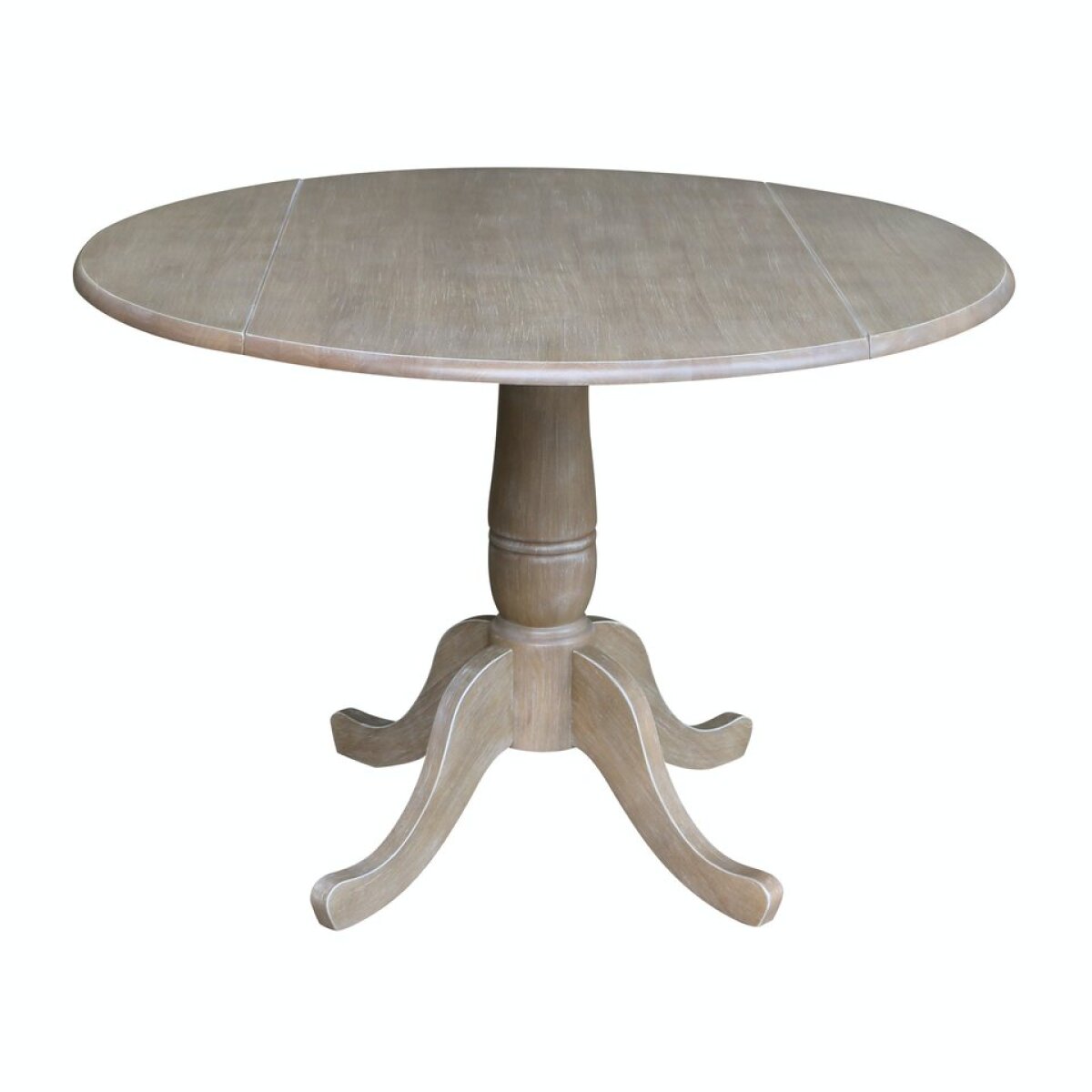 823ad3000350622f6fd8a949290c42b7 Dining Essentials - 42" Drop Leaf Table Top w/ 30" H Traditional Pedestal in Taupe Gray - Image 1