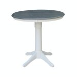 36'' Round Table Top w/ 36" H Transitional Pedestal w/Extension in Heather Gray & White