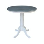 36'' Round Table Top w/36"H Traditional Pedestal w/Extension in Heather Gray & White