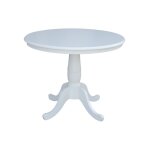 Dining Essentials - 36'' Round Table Top w/30" H Traditional Pedestal in Pure White