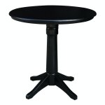 Dining Essentials - 36'' Round Table Top w/36"H Transitional Pedestal w/Extension in Black
