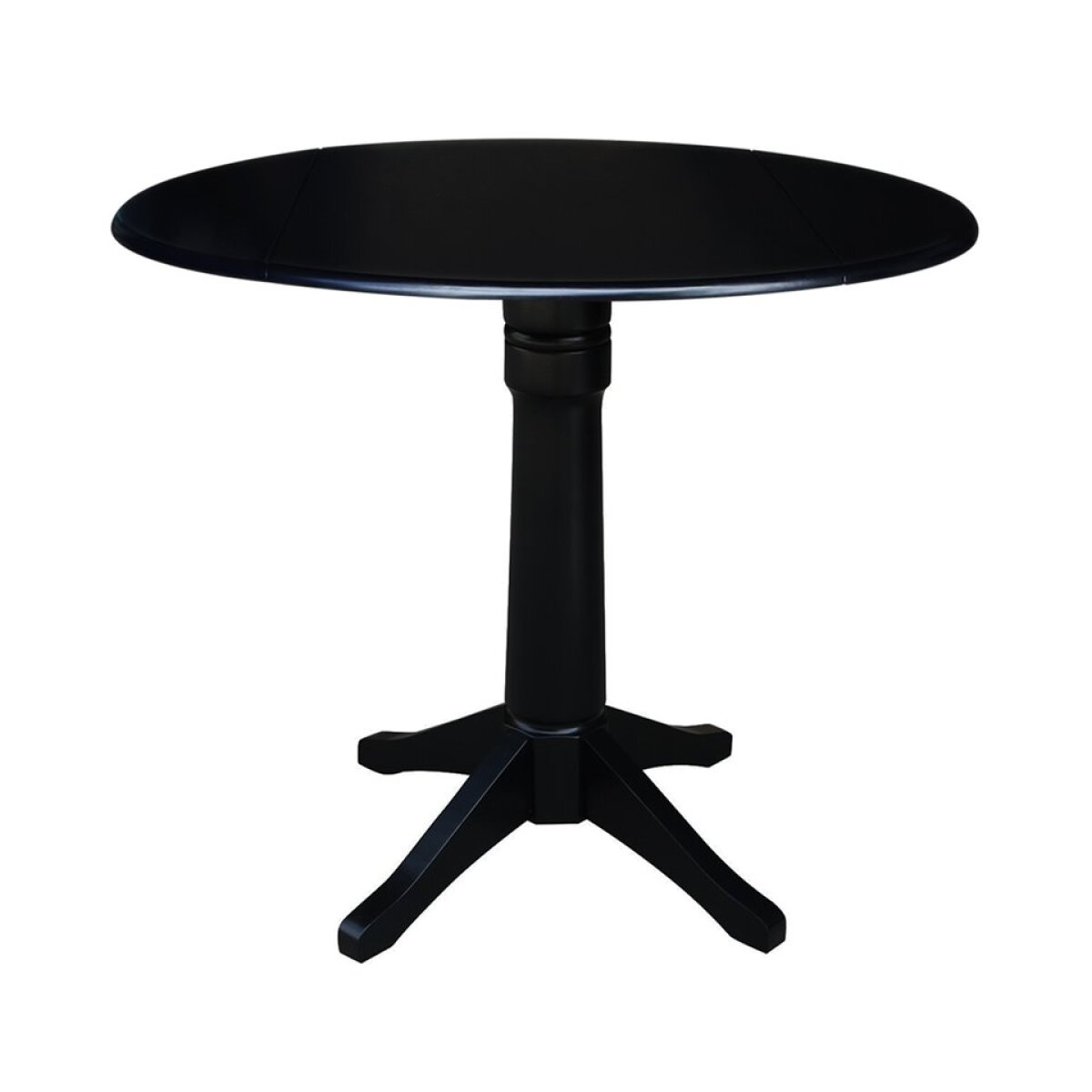 9b9cb13a728b93a7a29aed702afd5676 Dinning Essentials - 42" Drop Leaf Table Top w/36"H Transitional Pedestal w/Extension in Black - Image 1
