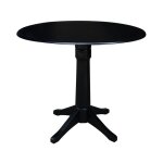 Dinning Essentials - 42" Drop Leaf Table Top w/36"H Transitional Pedestal w/Extension in Black