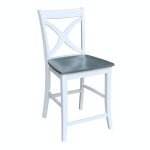 Cosmopolitan Collection - 24" Salerno Stool in Heather Gray & White