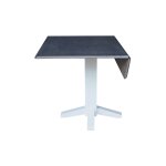Dining Essentials - Square Drop Leaf Pedestal Table in Heather Gray & White